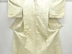 アンティーク　木立模様織り出し十日町紬単衣着物